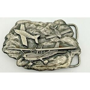 Vintage 1977 Bergamot Brass Works Airplanes Belt Buckle Made in USA Y-39